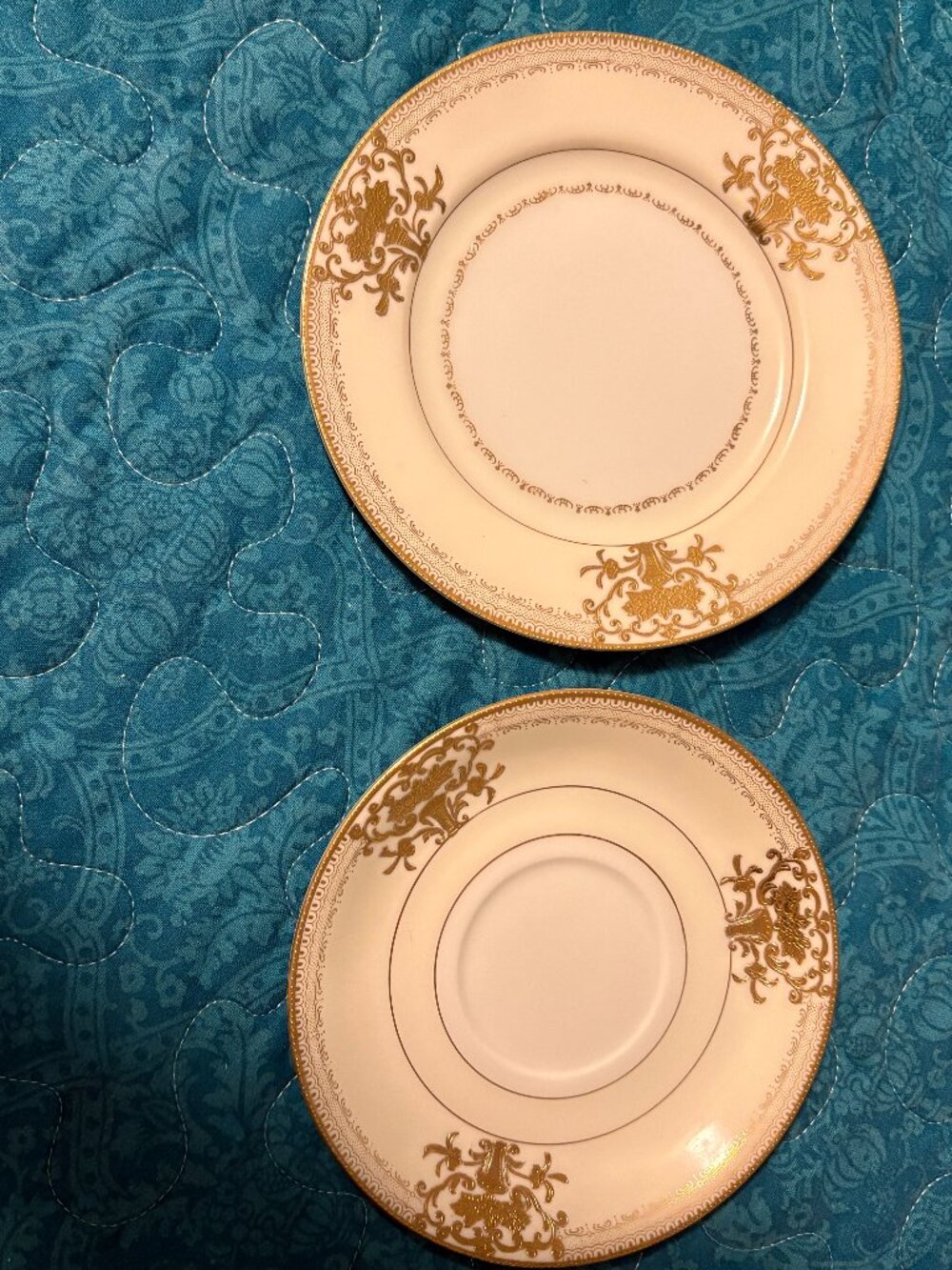 Vtg. JYOTO CHINA Made in Japan Saucer and Plate with Gold Trim